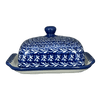 Polish Pottery Butter Dish, 7" x 5.5" in "Wavy Blues" by Ceramika Artystyczna | A295-905X at PolishPotteryOutlet.com