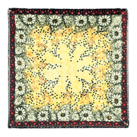 A picture of a Polish Pottery Plate, Square, Dessert, 7" in "Sunshine Grotto" by Manufaktura | T158S-WK52 as shown at PolishPotteryOutlet.com/products/6-square-dessert-plates-sunshine-grotto