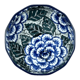 Polish Pottery CA Multangular Bowl (Blue Dahlia) | A221-U1473 Additional Image at PolishPotteryOutlet.com