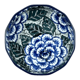 Polish Pottery Bowl, Multiangular, 5" in "Blue Dahlia" by Ceramika Artystyczna | A221-U1473 Additional Image at PolishPotteryOutlet.com