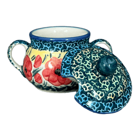Polish Pottery 3.5" Traditional Sugar Bowl (Poppies in Bloom) | C015S-JZ34 Additional Image at PolishPotteryOutlet.com