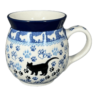 A picture of a Polish Pottery CA 16 oz. Belly Mug (Cat Tracks) | A073-1771 as shown at PolishPotteryOutlet.com/products/c-a-16-oz-belly-mug-cat-tracks-a073-1771