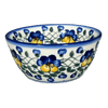 Polish Pottery Bowl, Round, 6", WR (WR12B) in "Pansy Wreath" by W.R. Ceramika | WR12B-EZ2 at PolishPotteryOutlet.com