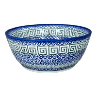 A picture of a Polish Pottery Bowl, Round, 7.75", WR (WR12D) in "Greek Columns" by W.R. Ceramika | WR12D-NP20 as shown at PolishPotteryOutlet.com/products/7-75-bowl-greek-columns-wr12d-np20