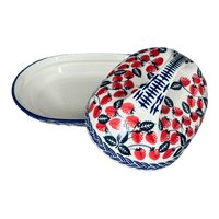 A picture of a Polish Pottery Fancy Butter Dish (Fresh Strawberries) | M077U-AS70 as shown at PolishPotteryOutlet.com/products/fancy-butter-dish-fresh-strawberries-m077u-as70