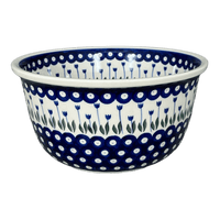 A picture of a Polish Pottery Bowl, Round, Deep, 10.5" in "Tulip Dot" by Ceramika Artystyczna | A113-377Z as shown at PolishPotteryOutlet.com/products/c-a-deep-10-5-bowl-tulip-dot-a113-377z