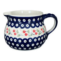 A picture of a Polish Pottery 1.5 Liter Pitcher (Cherry Dot) | D043T-70WI as shown at PolishPotteryOutlet.com/products/1-5-l-wide-mouth-pitcher-cherry-dot-d043t-70wi