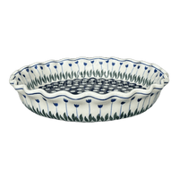 A picture of a Polish Pottery Quiche/Pie Dish, 10" in "Tulip Dot" by Ceramika Artystyczna | A636-377Z as shown at PolishPotteryOutlet.com/products/10-quiche-pie-dish-tulip-dot-a636-377z