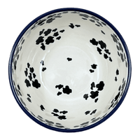 A picture of a Polish Pottery CA 6.25" Round Deep Bowl (Cowabunga - Blue Rim) | AC37-2417X as shown at PolishPotteryOutlet.com/products/6-25-round-deep-bowl-cowabunga-blue-rim-ac37-2417x