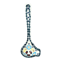 A picture of a Polish Pottery Gravy Ladle (Lady Bugs) | L015T-IF45 as shown at PolishPotteryOutlet.com/products/7-5-gravy-ladle-lady-bugs-l015t-if45