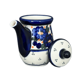 Polish Pottery Zaklady Soy Sauce Pitcher (Garden Party Blues) | Y1947-DU50 Additional Image at PolishPotteryOutlet.com