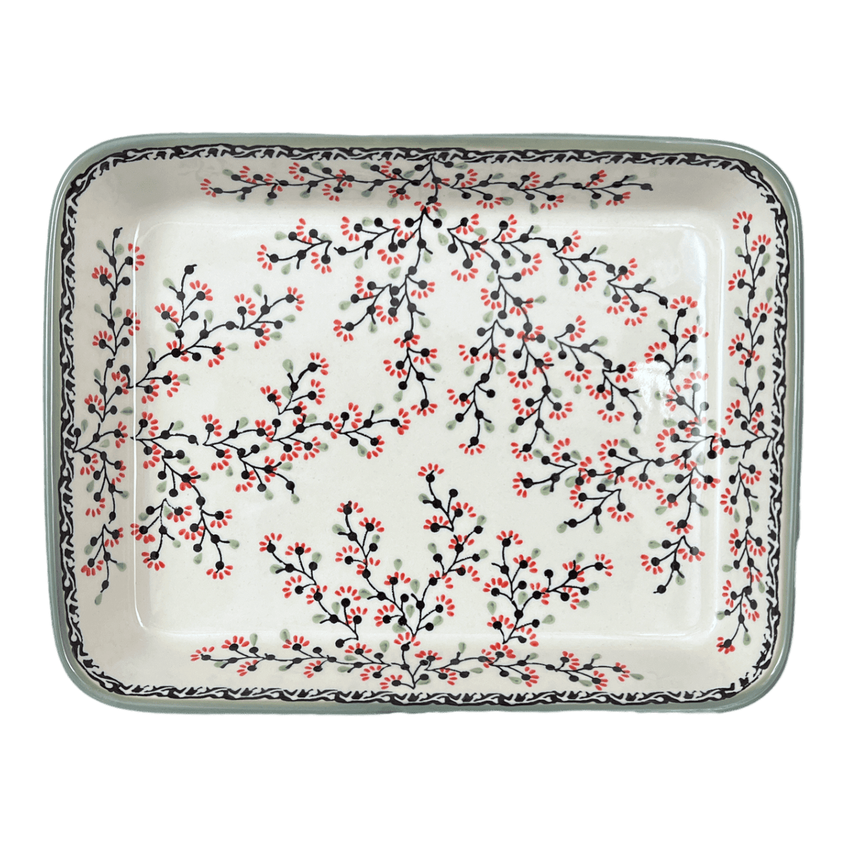 Baker, Rectangular, Shallow, 9" x 11" in "Cherry Blossoms - Solid Rim" by Manufaktura | P104S-DPGJA