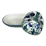 Butter Dish, Fancy, 5" x 7" in "Bouncing Blue Blossoms" by Manufaktura | M077U-IM03