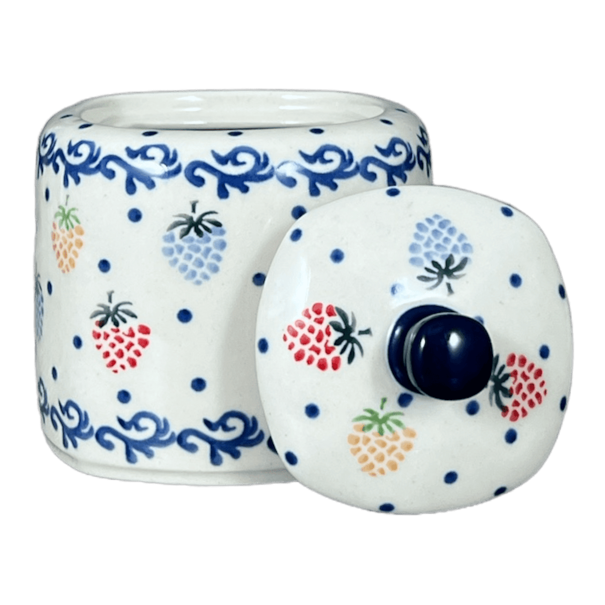 Bowl, Square, Sugar Bowl, 4" in "Mixed Berries" by Ceramika Artystyczna | AF38-1449X