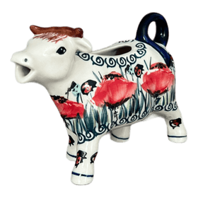 Polish Pottery Cow Creamer (Poppy Paradise) | D081S-PD01 Additional Image at PolishPotteryOutlet.com