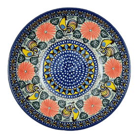 Polish Pottery Bowl, Round, Serving, 10.5" in "Regal Roosters" by Ceramika Artystyczna | AC36-U2617 Additional Image at PolishPotteryOutlet.com