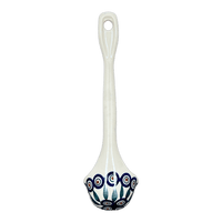 A picture of a Polish Pottery Soup Ladle (Peacock) | C020T-54 as shown at PolishPotteryOutlet.com/products/12-soup-ladle-peacock-c020t-54