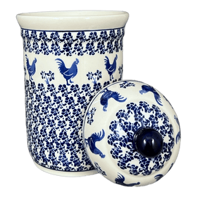 Polish Pottery Zaklady 2 Liter Container (Rooster Blues) | Y1244-D1149 Additional Image at PolishPotteryOutlet.com