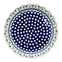 A picture of a Polish Pottery Quiche/Pie Dish, 10" in "Tulip Dot" by Ceramika Artystyczna | A636-377Z as shown at PolishPotteryOutlet.com/products/10-quiche-pie-dish-tulip-dot-a636-377z