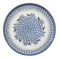 A picture of a Polish Pottery Tray, Round, 10" in "Labrador Loop" by Ceramika Artystyczna | AE93-2862X as shown at PolishPotteryOutlet.com/products/10-round-tray-labrador-loop-ae93-2862x