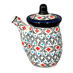 Polish Pottery Zaklady Soy Sauce Pitcher (Beaded Turquoise) | Y1947-DU203 Additional Image at PolishPotteryOutlet.com