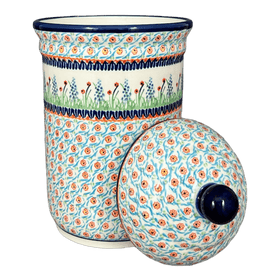 Polish Pottery Zaklady 2 Liter Container (Lilac Garden) | Y1244-DU155 Additional Image at PolishPotteryOutlet.com