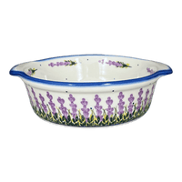 A picture of a Polish Pottery Baker, Round, 8", WR (WR43F) in "Lavender Fields" by W.R. Ceramika | WR43F-BW4 as shown at PolishPotteryOutlet.com/products/8-round-baker-lavender-fields-wr43f-bw4