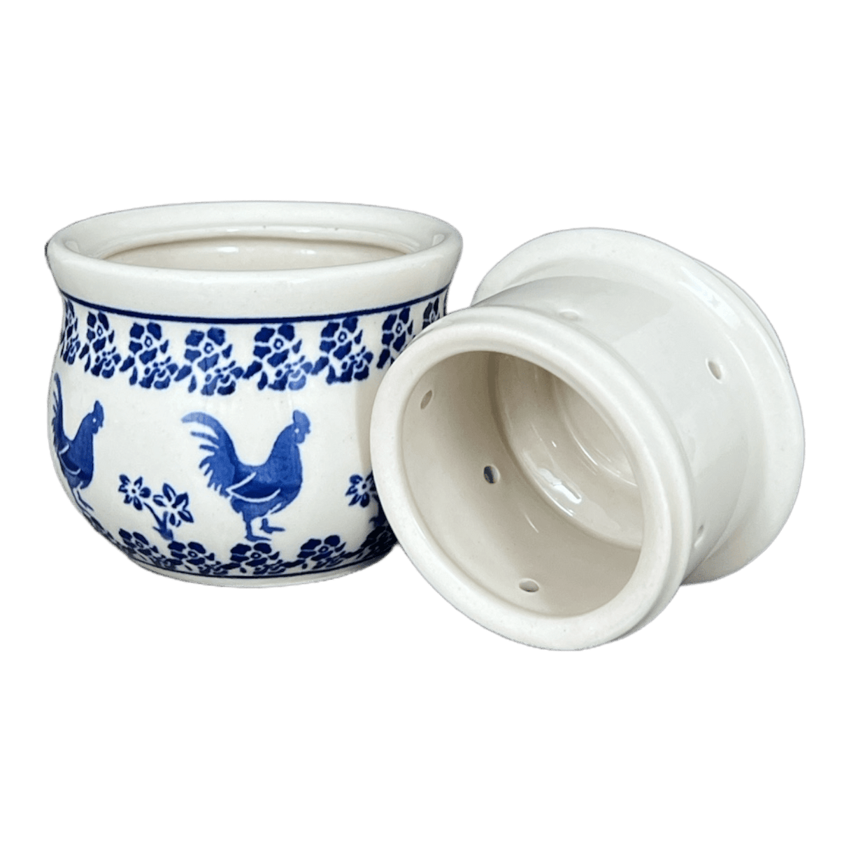 Butter Crock, 4.5" x 3.5" in "Rooster Blues" by Zaklady | Y1512-D1149