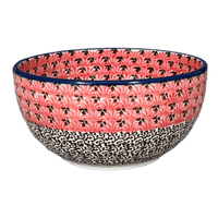 A picture of a Polish Pottery Bowl, Round, Deep, 6.25" in "Coral Fans" by Ceramika Artystyczna | AC37-2199X as shown at PolishPotteryOutlet.com/products/6-25-round-deep-bowl-coral-fans-ac37-2199x