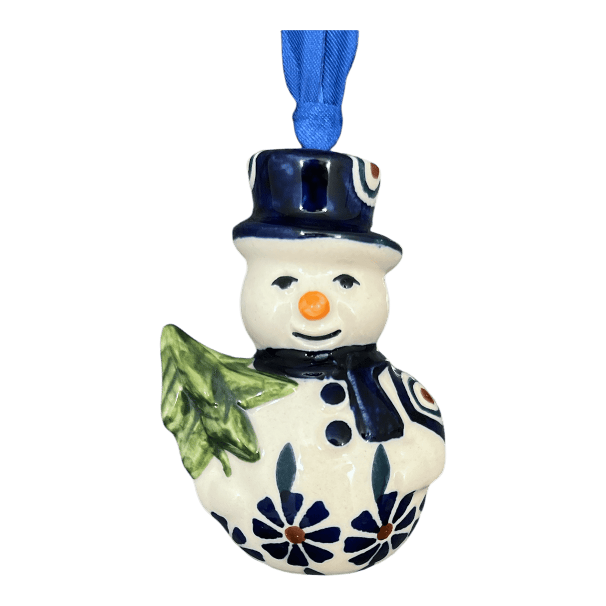 Ornament, Snowman with Tree, 2" in "Floral Peacock" by Manufaktura | K143T-54KK