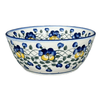 A picture of a Polish Pottery Bowl, Round, 7.75", WR (WR12D) in "Pansy Wreath" by W.R. Ceramika | WR12D-EZ2 as shown at PolishPotteryOutlet.com/products/7-75-bowl-pansy-wreath-wr12d-ez2