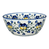 Polish Pottery Bowl, Round, 7.75", WR (WR12D) in "Pansy Wreath" by W.R. Ceramika | WR12D-EZ2 at PolishPotteryOutlet.com