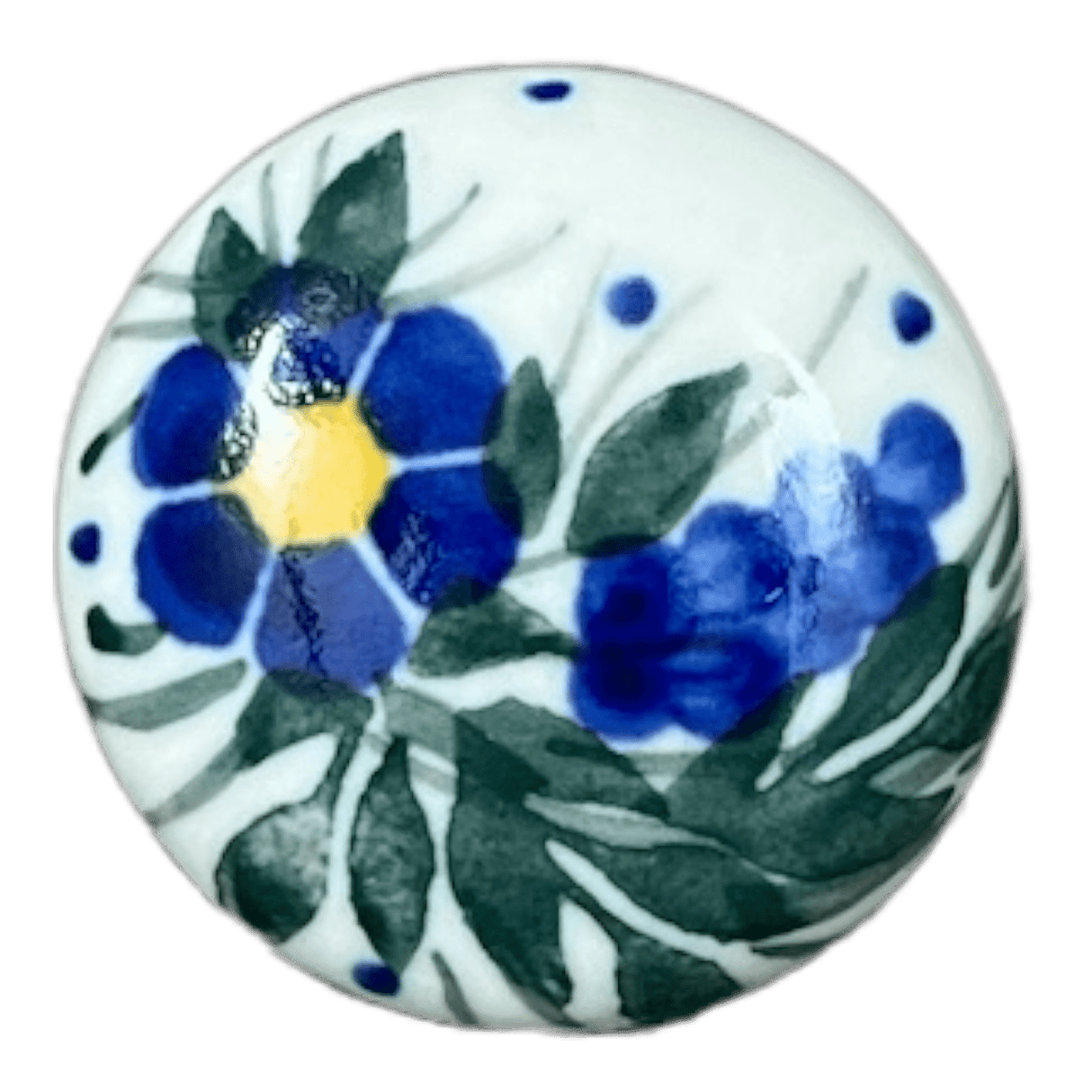 Drawer Pull, 1.25", WR (WR67A) in "Delphinium Spray" by W.R. Ceramika | WR67A-BW3