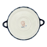 A picture of a Polish Pottery Casserole, Round Dish Handles, 11", WR (WR52C) in "Impressionist's Dream" by W.R. Ceramika | WR52C-AB3 as shown at PolishPotteryOutlet.com/products/11-round-casserole-dish-with-handles-impressionists-dream-wr52c-ab3