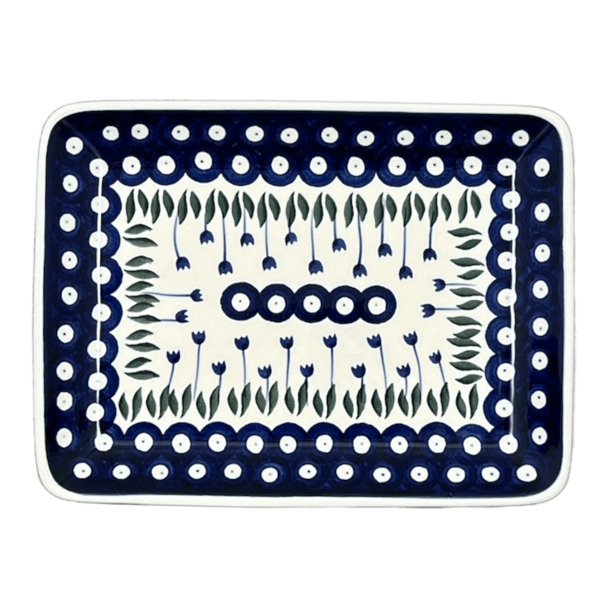 Tray, 9.5" x 7" in "Tulip Dot" by Ceramika Artystyczna | A111-377Z