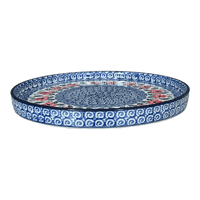 A picture of a Polish Pottery CA 10" Round Tray (Rosie's Garden) | AE93-1490X as shown at PolishPotteryOutlet.com/products/10-round-tray-rosies-garden-ae93-1490x