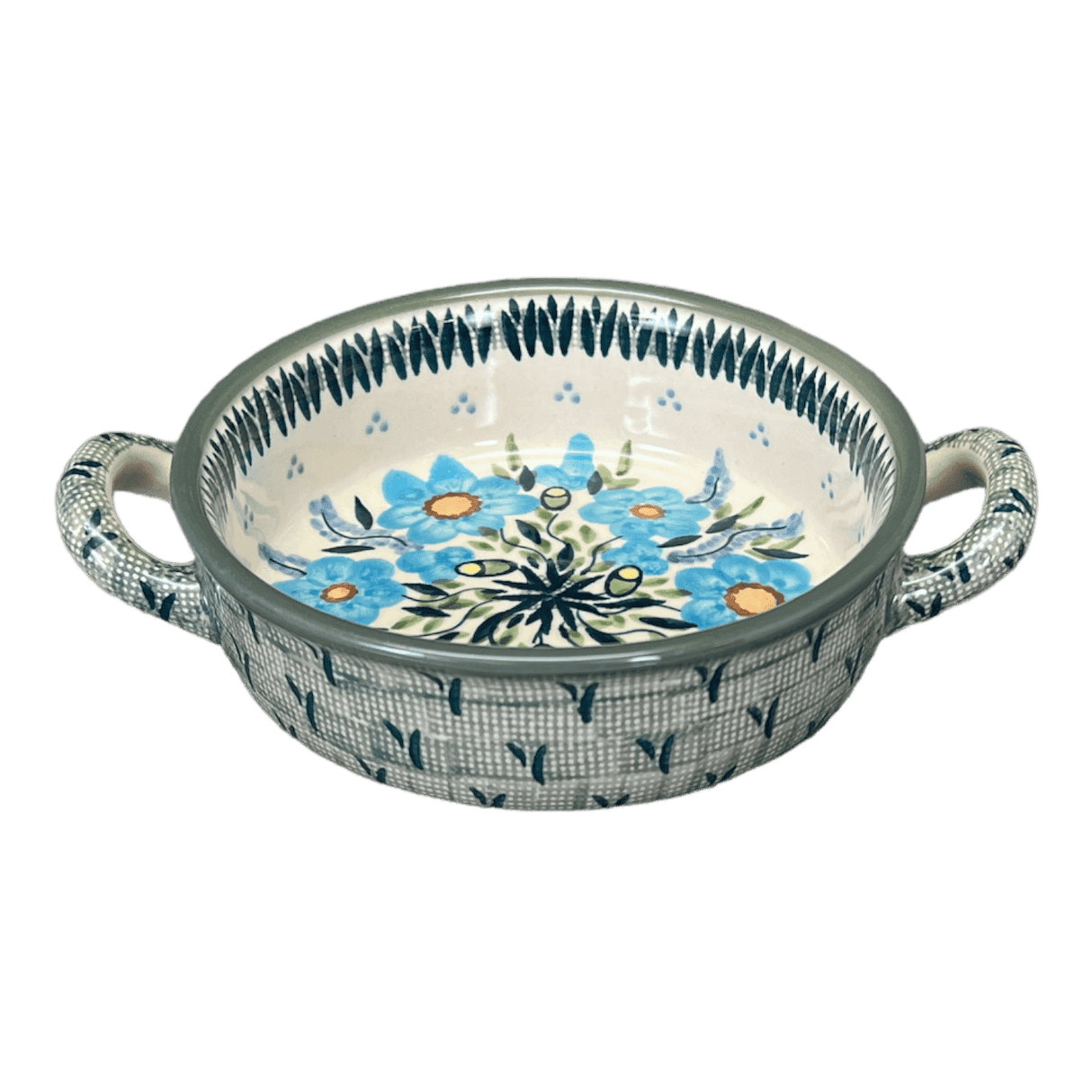 Casserole, Round, Small, 5" x 7.5" in "Baby Blue Blossoms - Solid Rim" by Manufaktura | Z153S-JS49A