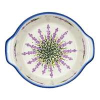 A picture of a Polish Pottery Baker, Round, 8", WR (WR43F) in "Lavender Fields" by W.R. Ceramika | WR43F-BW4 as shown at PolishPotteryOutlet.com/products/8-round-baker-lavender-fields-wr43f-bw4