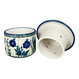 Butter Crock, 4.5" in "Bouncing Blue Blossoms" by Manufaktura | M136U-IM03