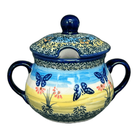 Polish Pottery 3.5" Traditional Sugar Bowl (Butterflies in Flight) | C015S-WKM Additional Image at PolishPotteryOutlet.com