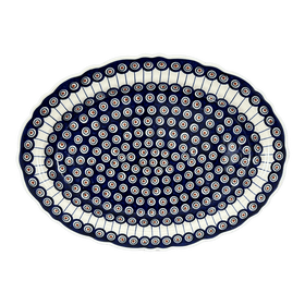 Polish Pottery Large Scalloped Oval Platter (Peacock in Line) | P165T-54A Additional Image at PolishPotteryOutlet.com