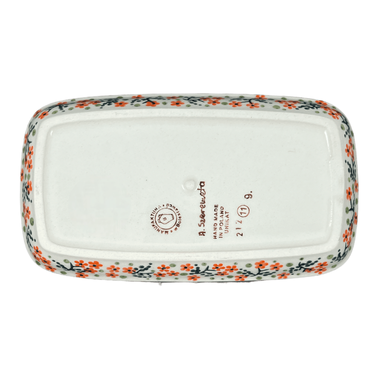 Butter Dish, American, 4" x 7.5" in "Peach Blossoms" by Manufaktura | M074S-AS46