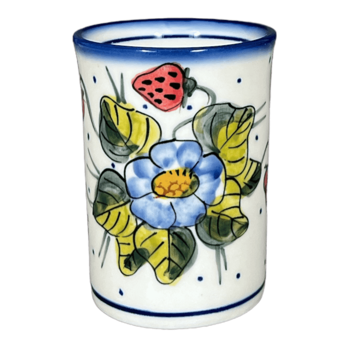 Mug, Straight Mug, 8 oz, WR (WR14A) in "Strawberries & Blossoms" by W.R. Ceramika | WR14A-WR2