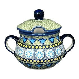 Polish Pottery 3.5" Traditional Sugar Bowl (Blue Bells) | C015S-KLDN Additional Image at PolishPotteryOutlet.com