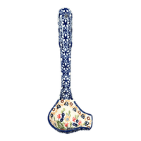 A picture of a Polish Pottery Gravy Ladle (Poppy Persuasion) | L015S-P265 as shown at PolishPotteryOutlet.com/products/7-5-gravy-ladle-poppy-persuasion-l015s-p265