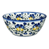 Polish Pottery Bowl, Round, 7", WR (WR12C) in "Pansy Wreath" by W.R. Ceramika | WR12C-EZ2 at PolishPotteryOutlet.com