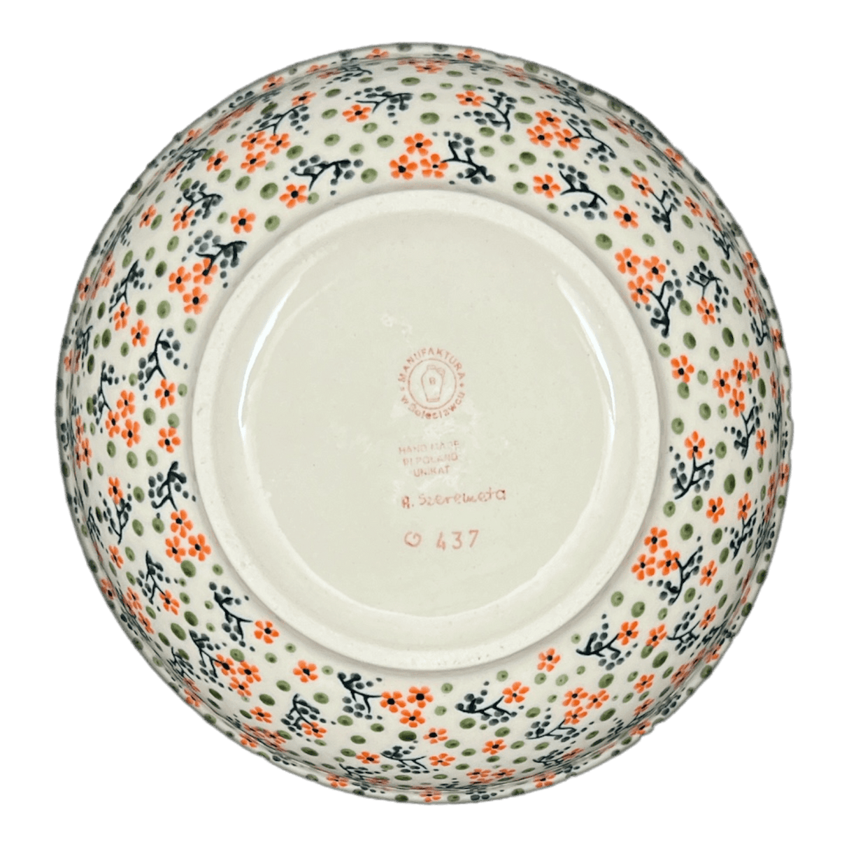 Bowl, Round, 8.5" in "Peach Blossoms - Solid Rim" by Manufaktura | M135S-AS46A