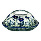Butter Dish, Fancy, 5" x 7" in "Bouncing Blue Blossoms" by Manufaktura | M077U-IM03