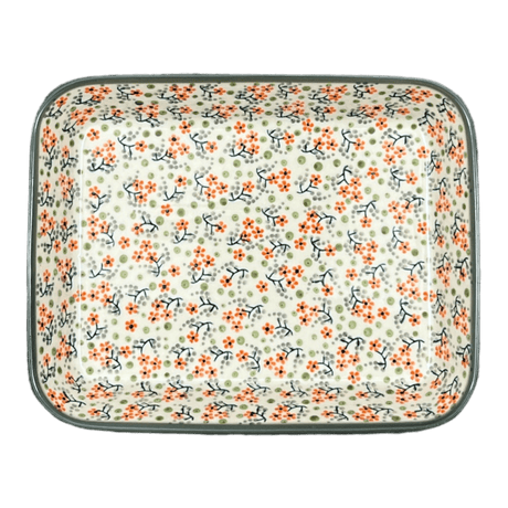 Baker, Rectangular, 8"x10" in "Peach Blossoms - Solid Rim" by Manufaktura | P103S-AS46A