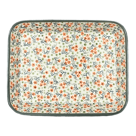 Polish Pottery Baker, Rectangular, 8"x10" in "Peach Blossoms - Solid Rim" by Manufaktura | P103S-AS46A Additional Image at PolishPotteryOutlet.com